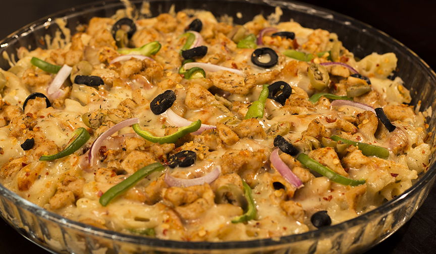 student friendly meal: pizza pasta Home made pizza pasta