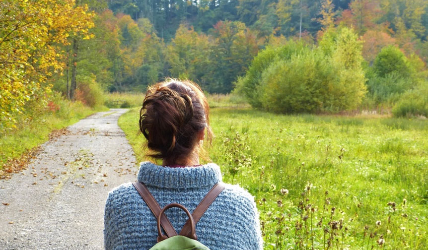 Student in the wild walking