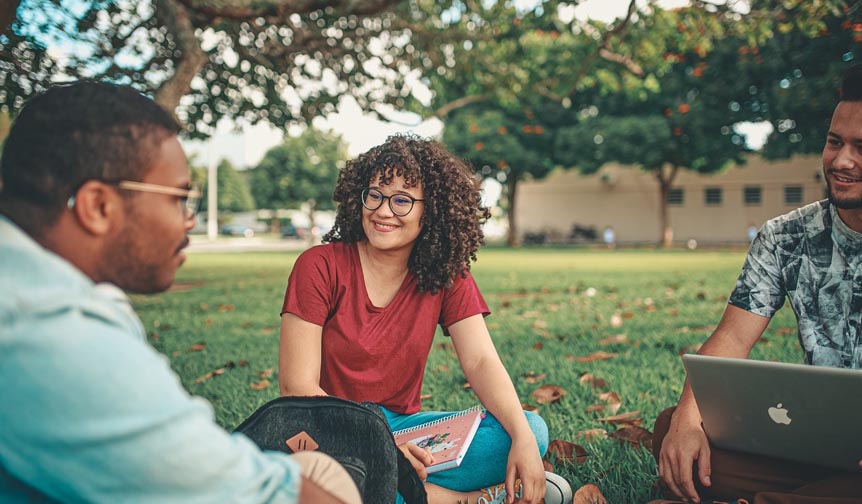 Students in Leicester at the university relaxing