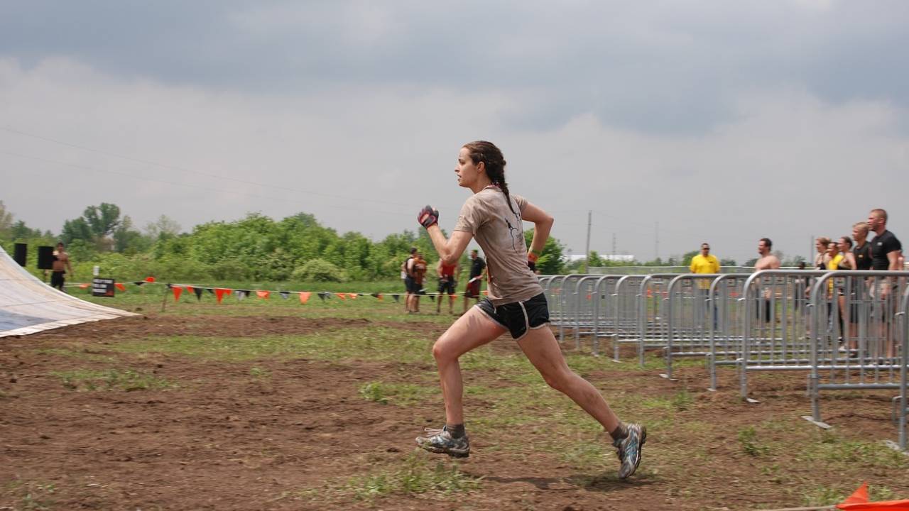 Students running at outdoor event