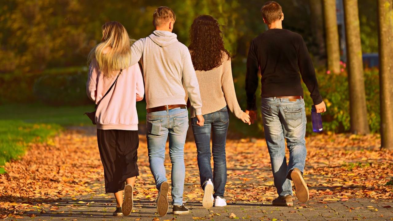 Loughborough students walking at the park