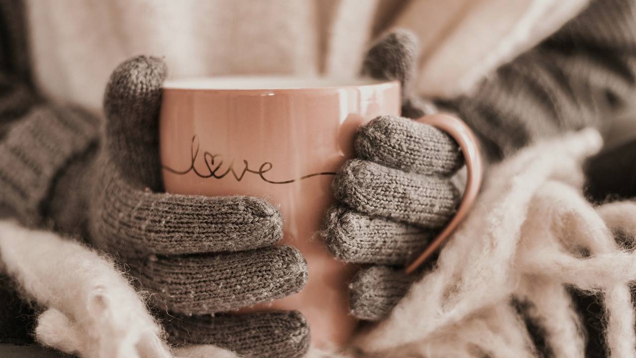 Student drinking hot chocolate