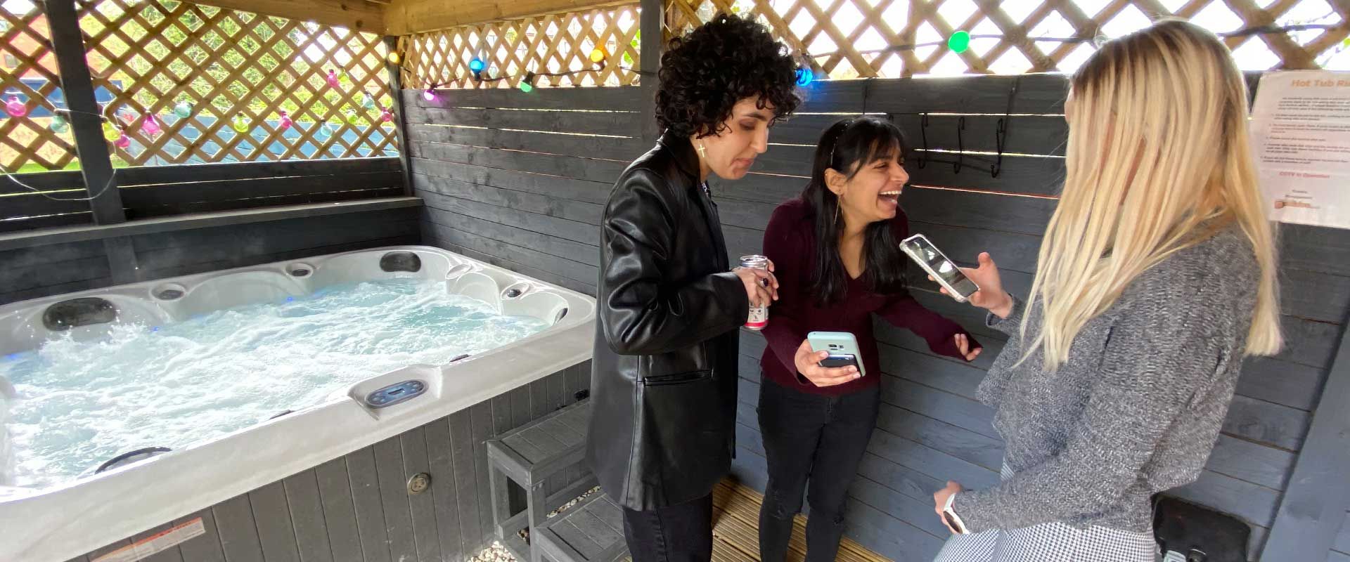 Kingfisher Halls Loughborough student accommodation - Host the best social events in our Hot Tub and BBQ  area 