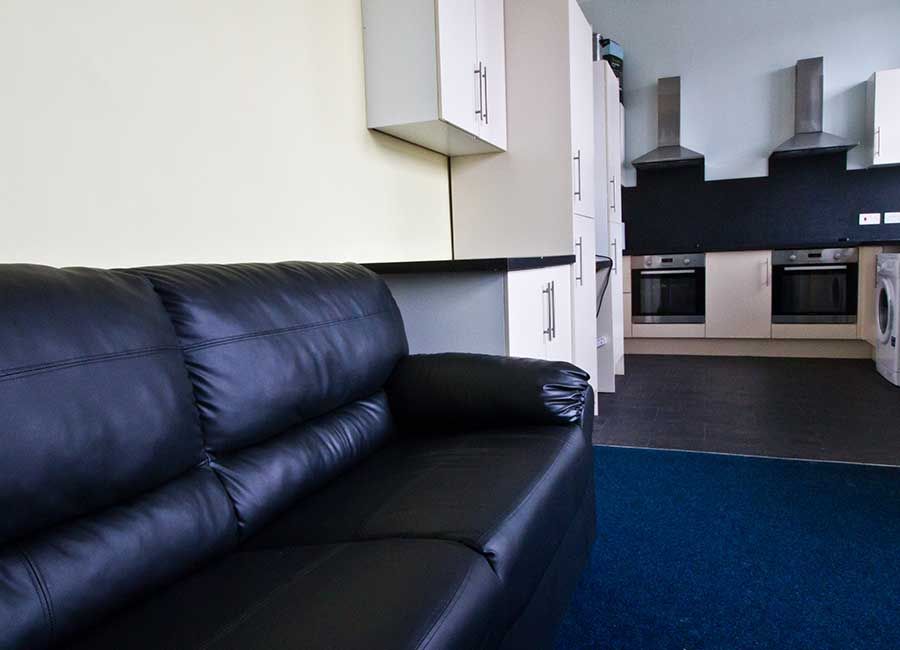 Radmoor House Student Room: Ensuite Mezzanine Room - Lounge for Loughbrough students with comfy sofa