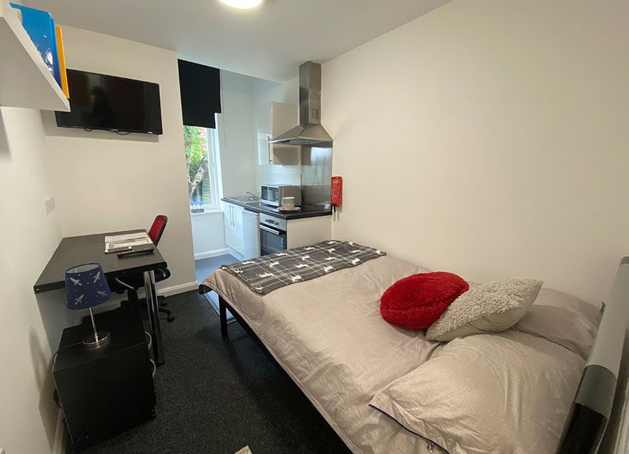 Regent Road Leicester Student Accommodation: Standard Studio - Open view of room