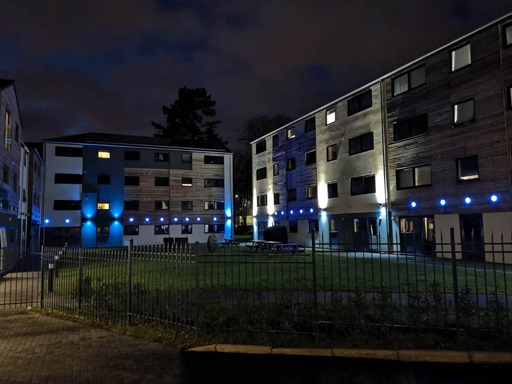 Forest Court Loughborough - Main building in the nightime