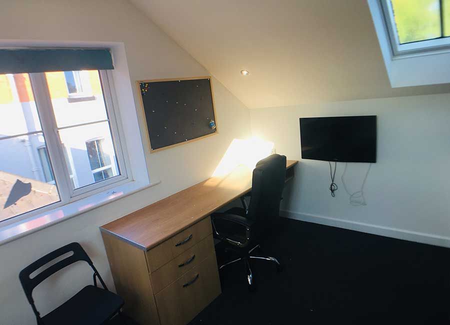Radmoor House Leicester Student Accommodation - Standard Studios - Desk area and TV wall mounted