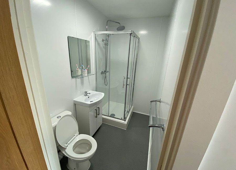Renaissance House Loughborough Student Accommodation: Superior studio - Large ensuite with shower room with sink and toilet