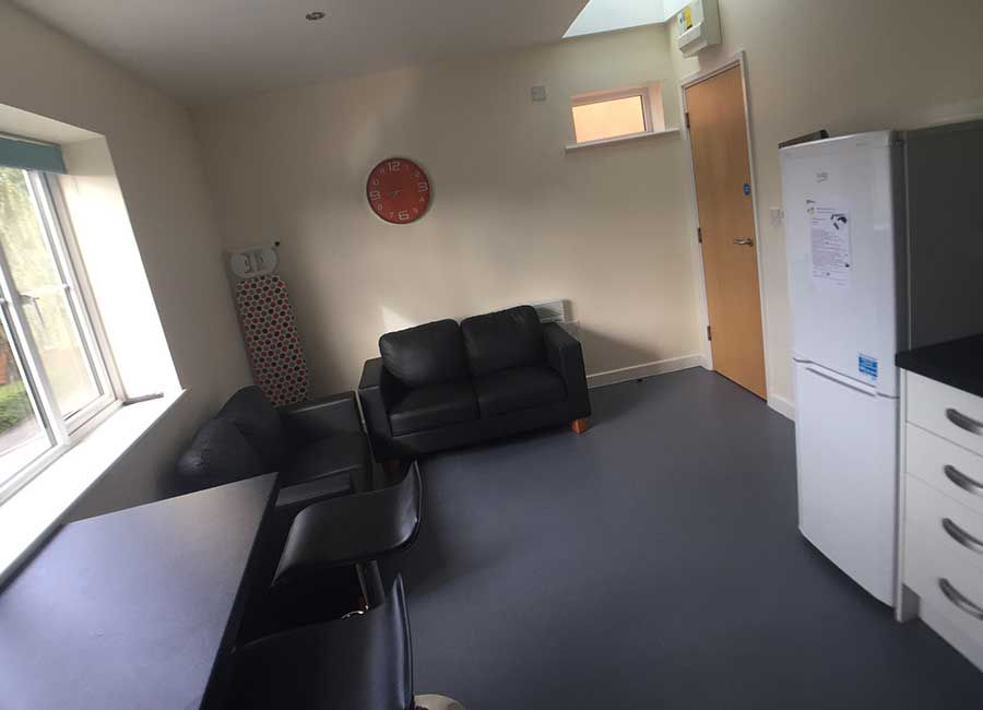 Radmoor House Loughborough Student Accommodation Superior Ensuite with large seating area for eating and TV